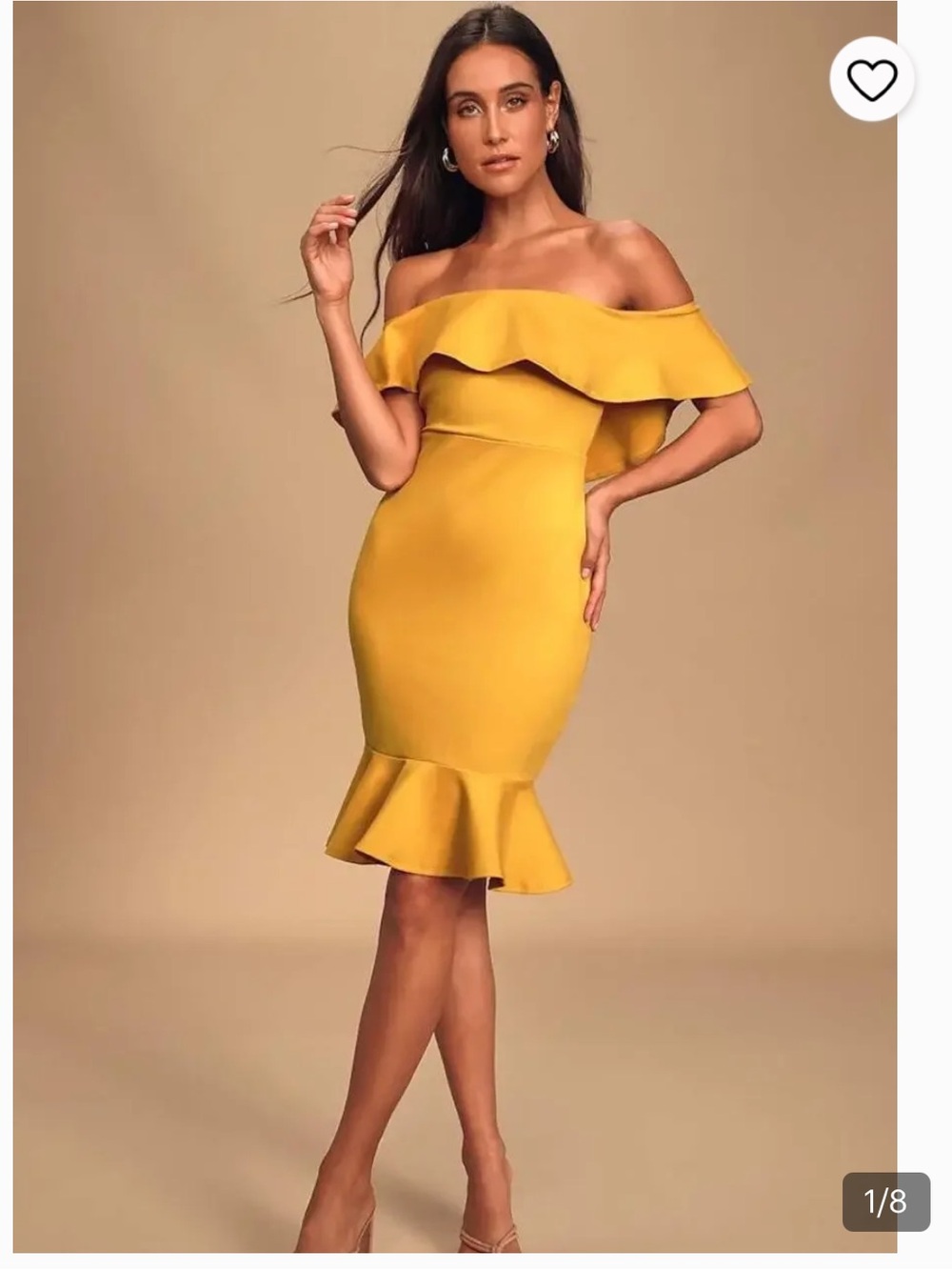 Lulu's Bright Yellow Off-Shoulder Ruffle Midi Dress